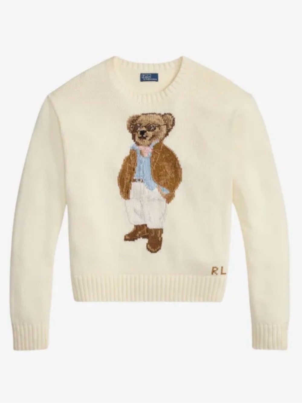 NWT Polo Ralph Lauren Bear Sweater Cream Neutral Preppy - Picture 1 of 4